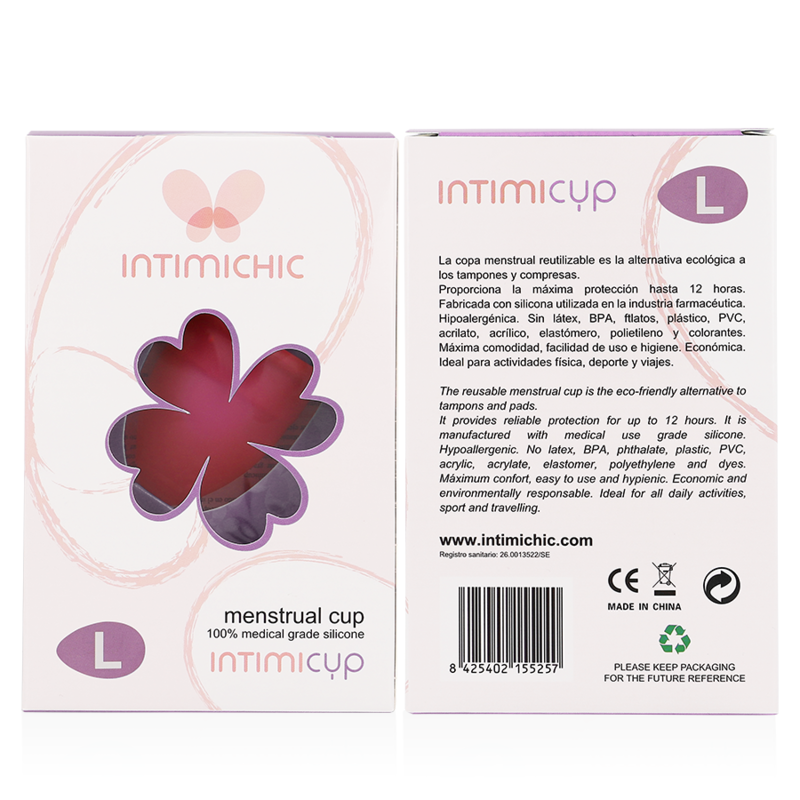INTIMICHIC - COUPE MENSTRUELLE EN SILICONE MÉDICALE - TAILLE L - 7eme ciel
