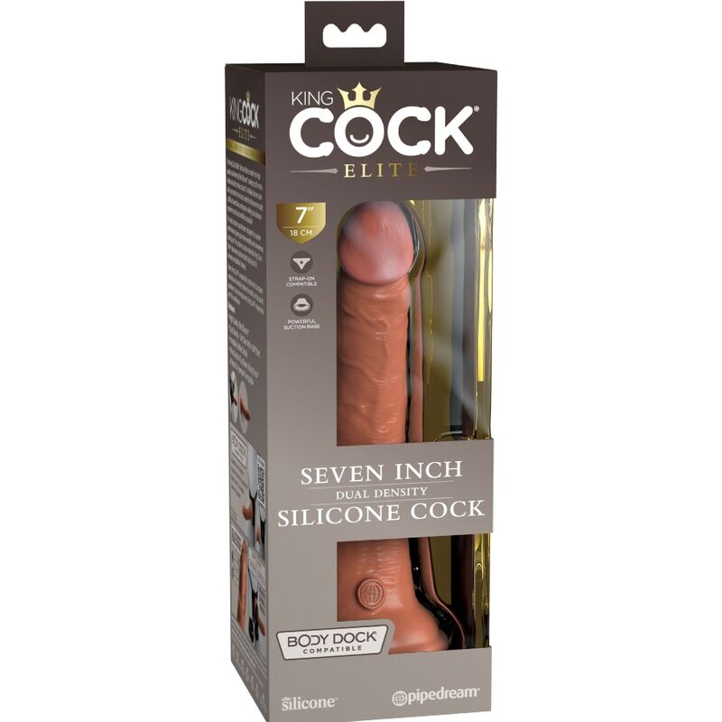 KING COCK - ELITE GODE RÉALISTE EN SILICONE 17.8 CM CARAMEL - 7eme ciel