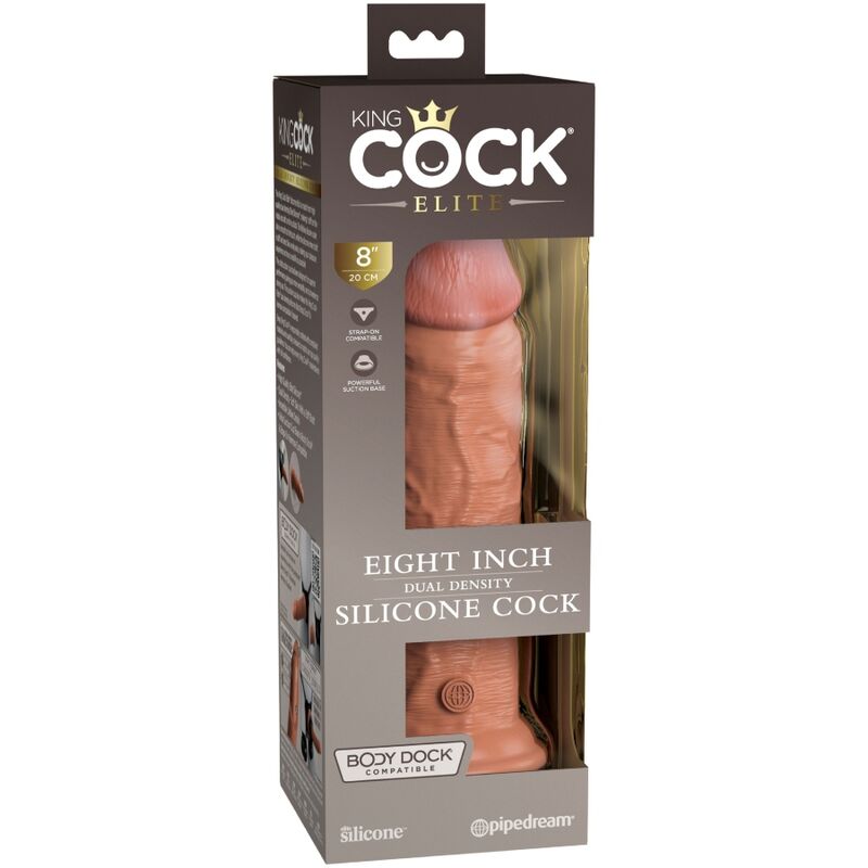 KING COCK - ELITE GODE RÉALISTE EN SILICONE 20.3 CM CARAMEL - 7eme ciel