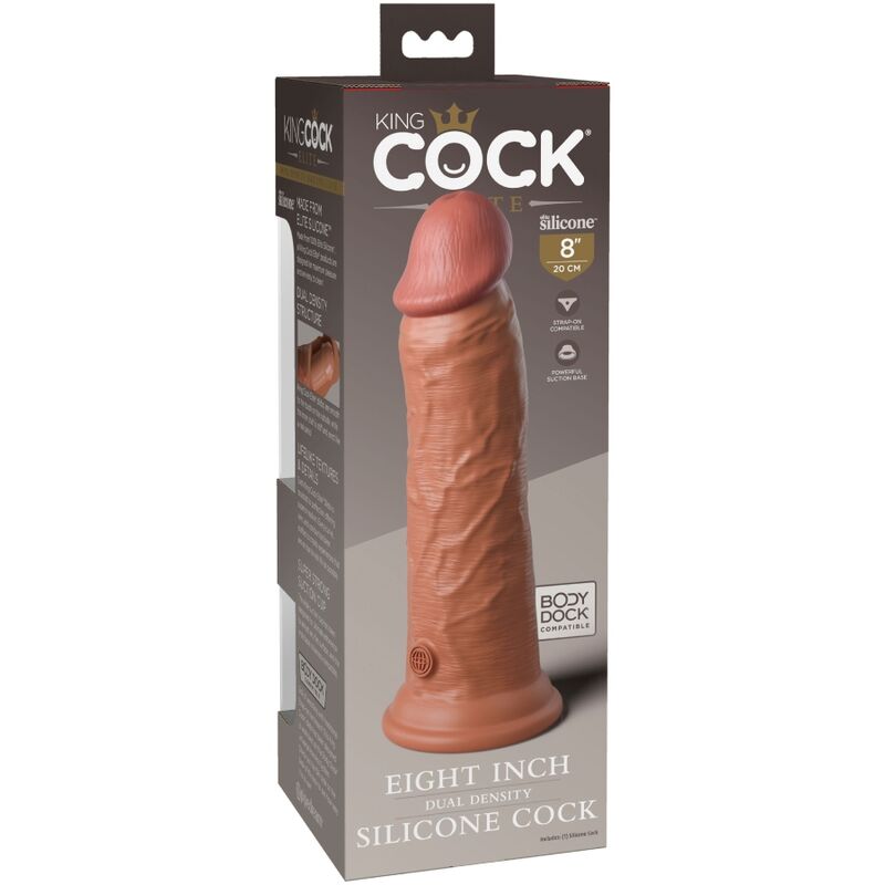 KING COCK - ELITE GODE RÉALISTE EN SILICONE 20.3 CM CARAMEL - 7eme ciel