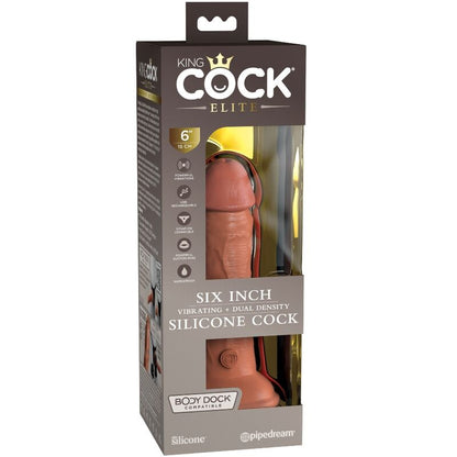 KING COCK - ELITE GODE RÉALISTE VIBRANT & SILICONE 15.2 CM CARAMEL - 7eme ciel