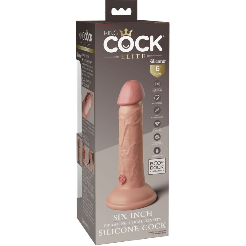 KING COCK - ELITE GODE RÉALISTE VIBRANT & SILICONE 15.2 CM - 7eme ciel