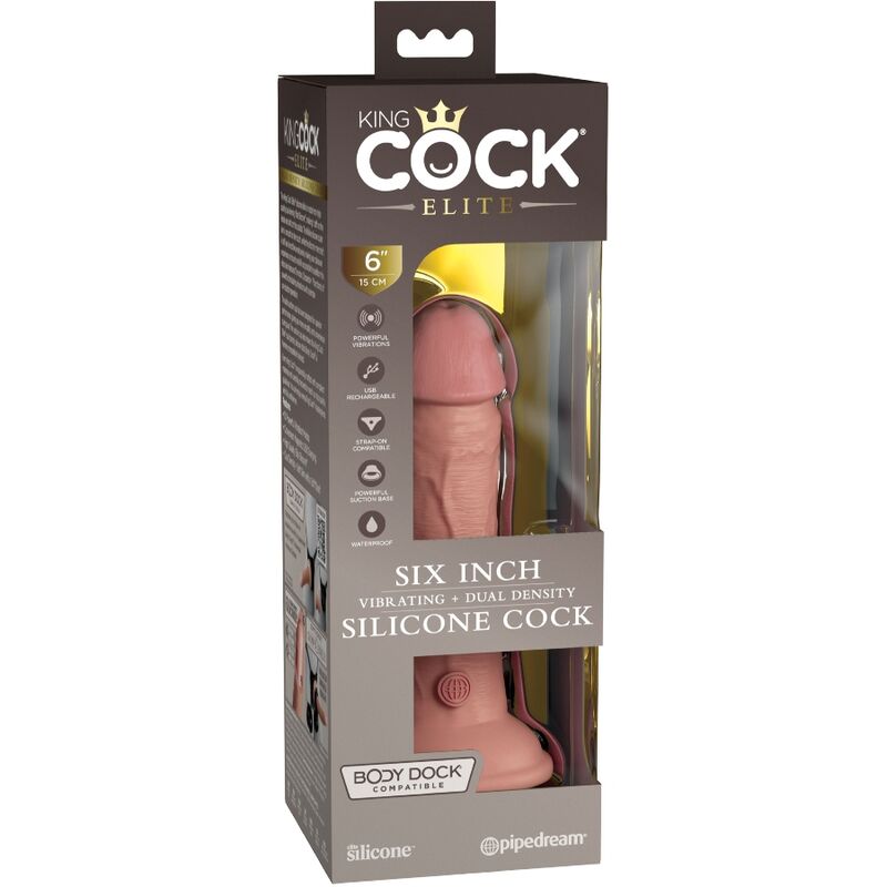 KING COCK - ELITE GODE RÉALISTE VIBRANT & SILICONE 15.2 CM - 7eme ciel