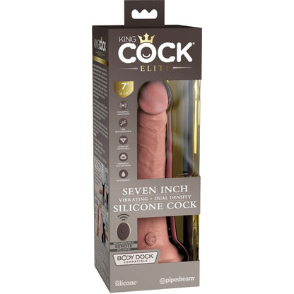 KING COCK - ELITE VIBRATEUR GODE RÉALISTE & TÉLÉCOMMANDE EN SILICONE 17.8 CM - 7eme ciel
