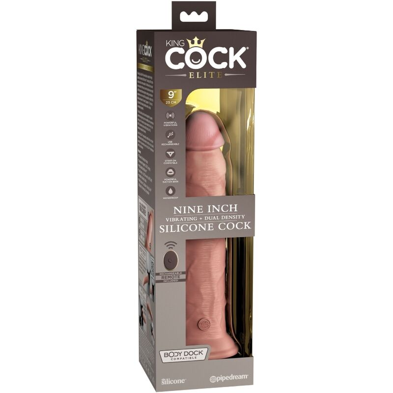 KING COCK - ELITE VIBRATEUR GODE RÉALISTE & TÉLÉCOMMANDE EN SILICONE 23 CM - 7eme ciel