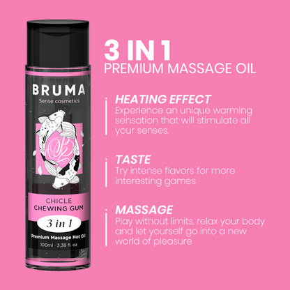 BRUMA - HUILE DE MASSAGE PREMIUM EFFET CHALEUR SAVEUR GOMME 3 EN 1 - 100 ML - 7eme ciel