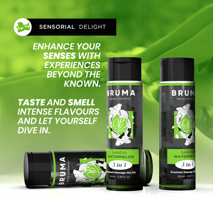 BRUMA - HUILE DE MASSAGE PREMIUM EFFET CHALEUR SAVEUR DE PASTÈQUE 3 EN 1 - 100 ML - 7eme ciel