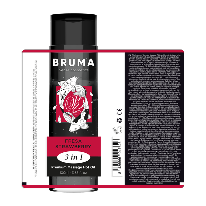 BRUMA - HUILE DE MASSAGE PREMIUM EFFET CHALEUR SAVEUR FRAISE 3 EN 1 - 100 ML - 7eme ciel