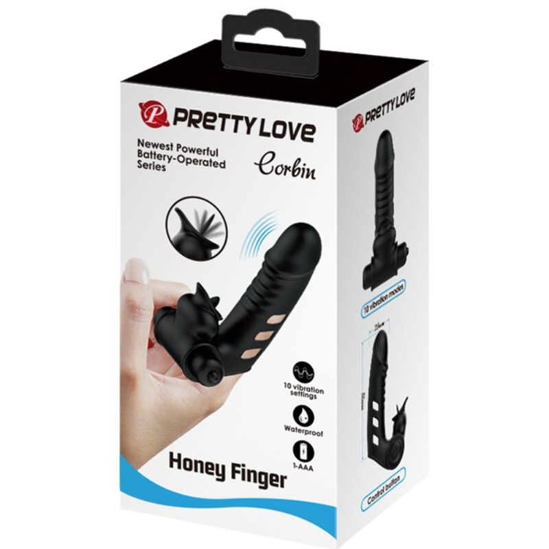 PRETTY LOVE - COUVERCLE DE DOIGT VIBRATEUR CORBIN NOIR - 7eme ciel
