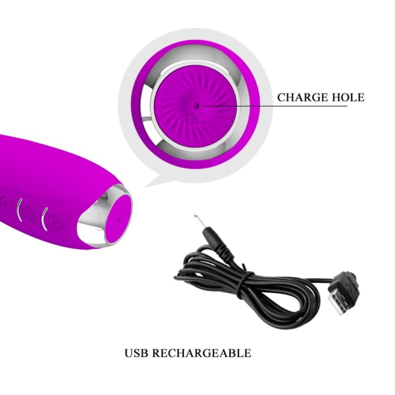 PRETTY LOVE - VIBRATEUR ÉLECTROCHOC RECHARGEABLE HECTOR-IMPERMÉABLE VIOLET - 7eme ciel