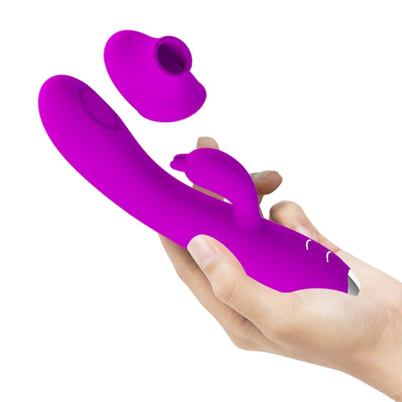 PRETTY LOVE - VIBRATEUR RECHARGEABLE REGINA - GEL À ASPIRATION VIOLET - 7eme ciel
