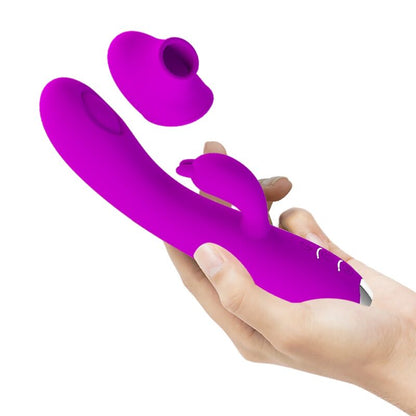 PRETTY LOVE - VIBRATEUR RECHARGEABLE REGINA - GEL À ASPIRATION VIOLET - 7eme ciel