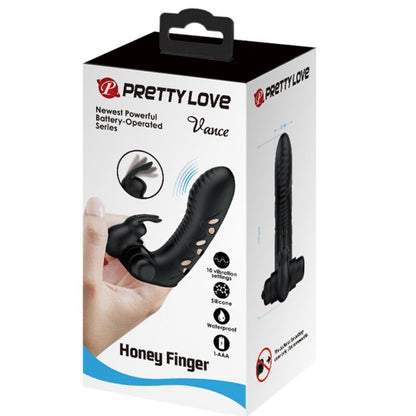 PRETTY LOVE - COUVERCLE DE DOIGT VIBRATEUR LAPIN NOIR VANCE - 7eme ciel