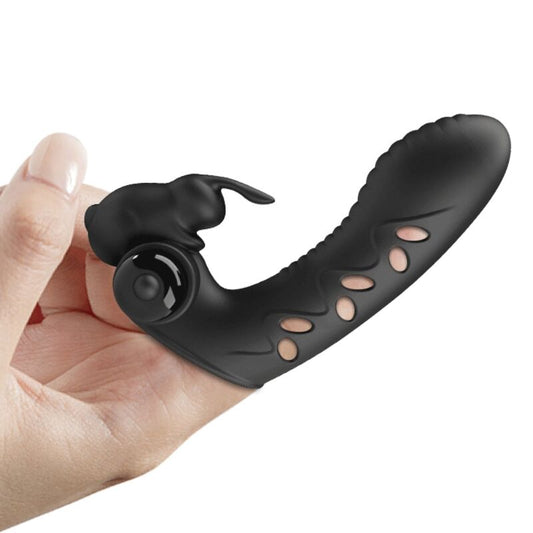 PRETTY LOVE - COUVERCLE DE DOIGT VIBRATEUR LAPIN NOIR VANCE - 7eme ciel