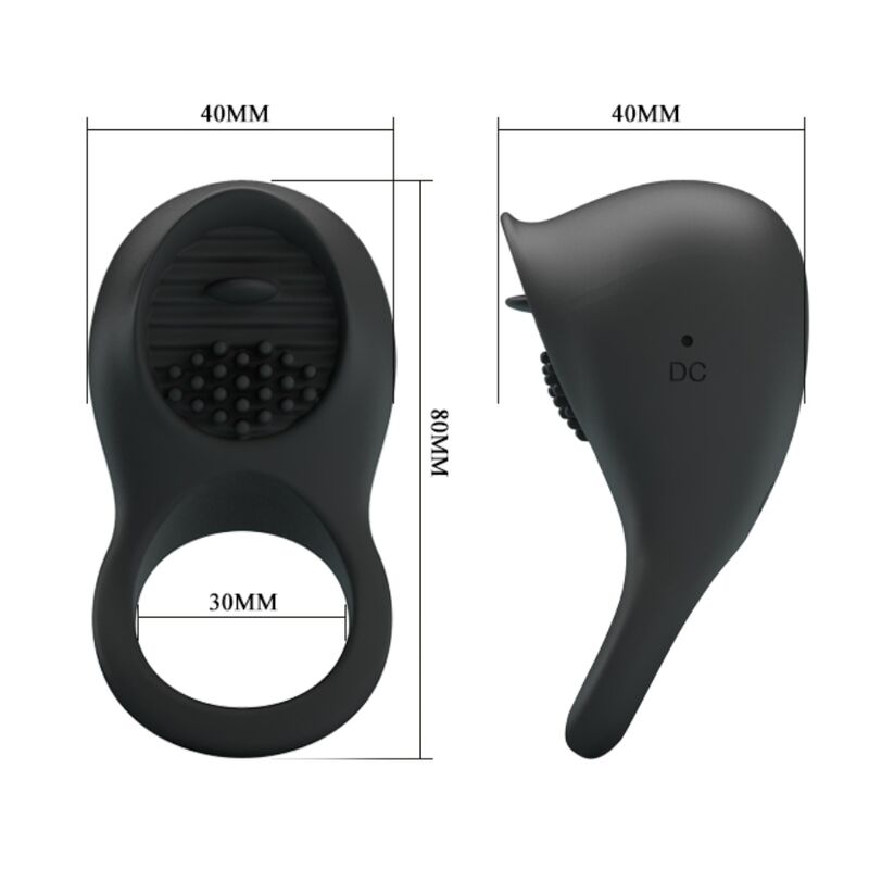 PRETTY LOVE - ANNEAU PÉNIS VIBRANT AVEC LANGUE NOIRE - 7eme ciel