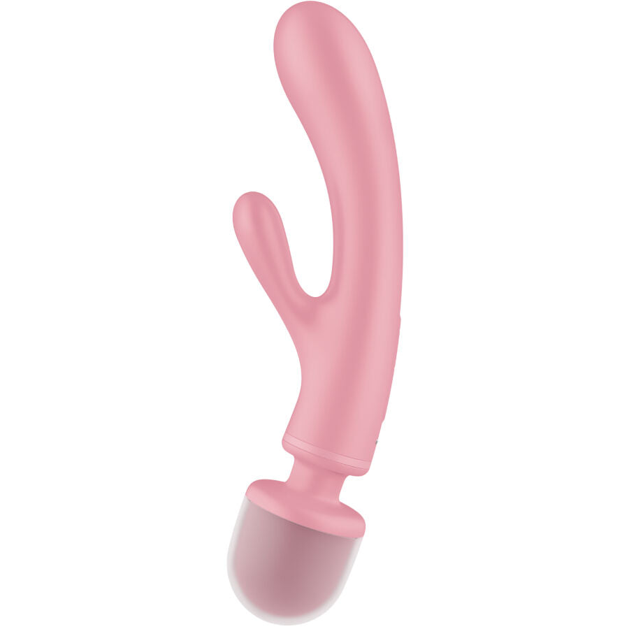 SATISFYER - MASSEUR VIBRATEUR LAPIN TRIPLE LOVER ROSE - 7eme ciel