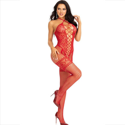 LEG AVENUE - BODYSTOCKING COU LICOL COEURS ROUGES ROUGE - 7eme ciel