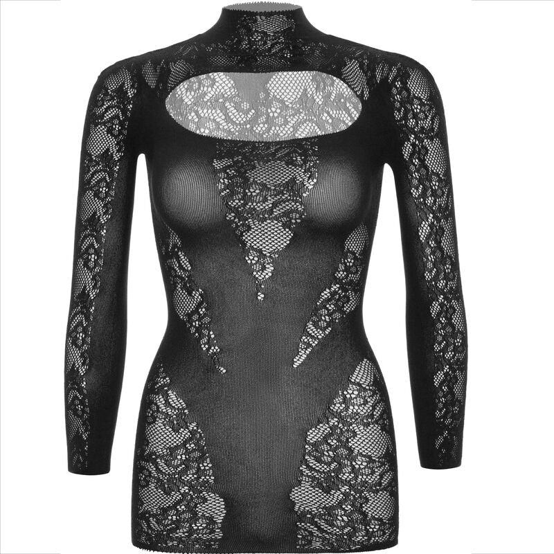 LEG AVENUE - MINI ROBE AVEC DENTELLE MANCHES LONGUES NOIR - 7eme ciel