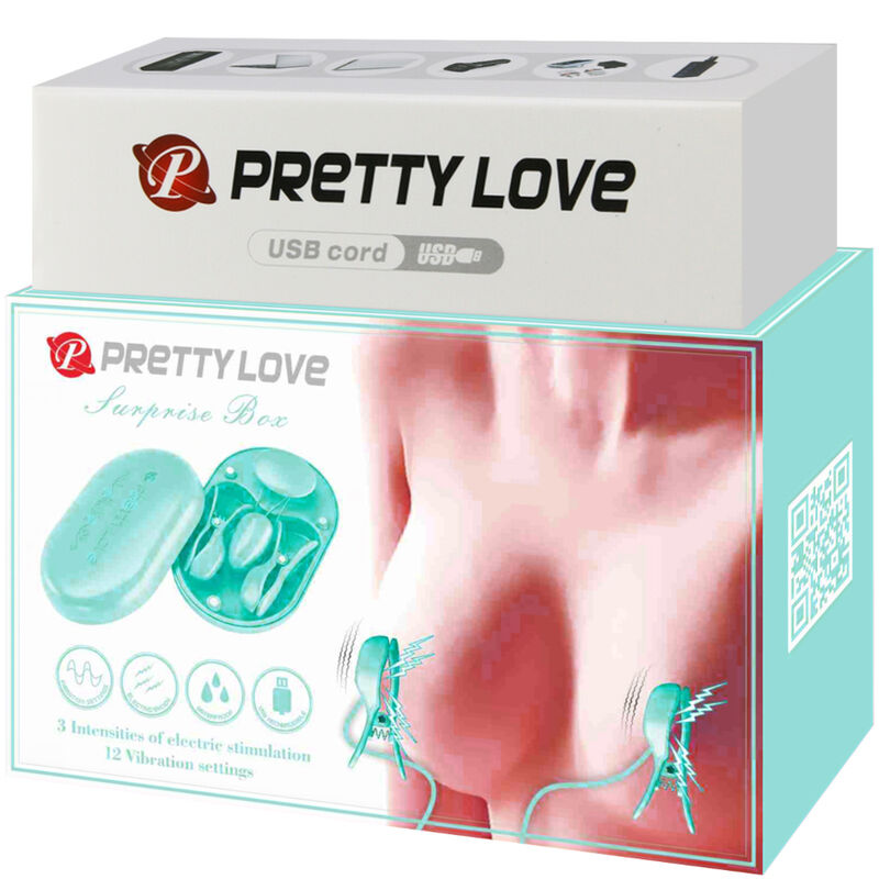 PRETTY LOVE - BOITE SURPRISE PINCE A ELECTRO STIMULATION BLEUE - 7eme ciel
