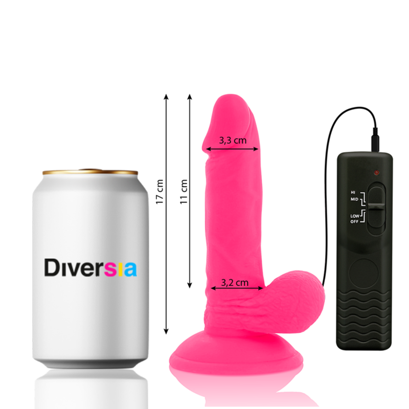 DIVERSIA - DILDO VIBRANT FLEXIBLE ROSE 17 CM -O- 3.3 CM - 7eme ciel