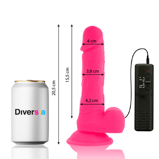 DIVERSIA - DILDO VIBRANT FLEXIBLE ROSE 20.5 CM -O- 4.2 CM - 7eme ciel