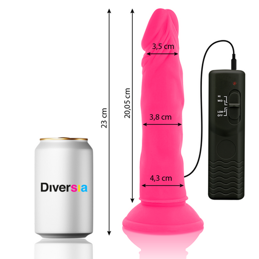DIVERSIA - DILDO SOUPLE AVEC VIBRATION ROSE 23 CM -O- 4.3 CM - 7eme ciel