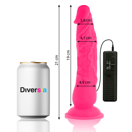 DIVERSIA - DILDO VIBRANT FLEXIBLE ROSE 21 CM -O- 4.9 CM - 7eme ciel