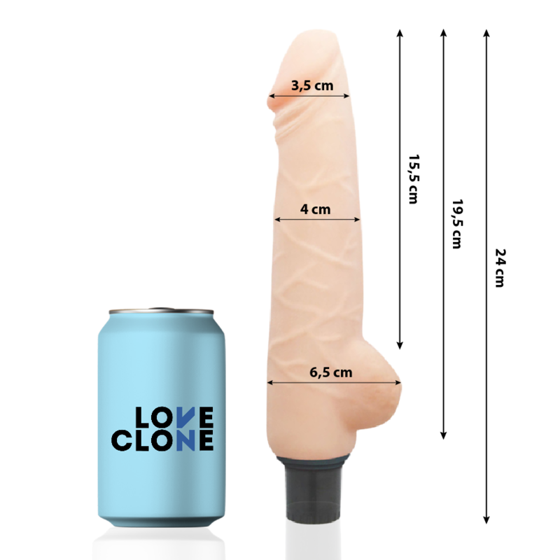 LOVECLONE - VIBRATEUR AUTOLUBRIFIANT HARALD 24 CM -O- 4 CM - 7eme ciel
