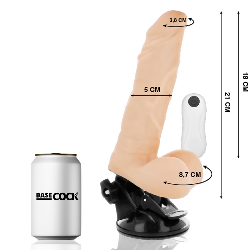 BASECOCK - VIBRATEUR ARTICULABLE TÉLÉCOMMANDE NATUREL 21 CM -O- 5 CM - 7eme ciel