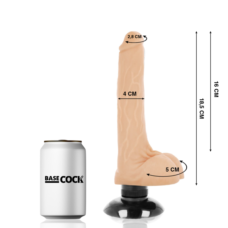 BASECOCK - VIBRATEUR RÉALISTE 2-1 NATUREL 18.5 CM -O- 4 CM - 7eme ciel