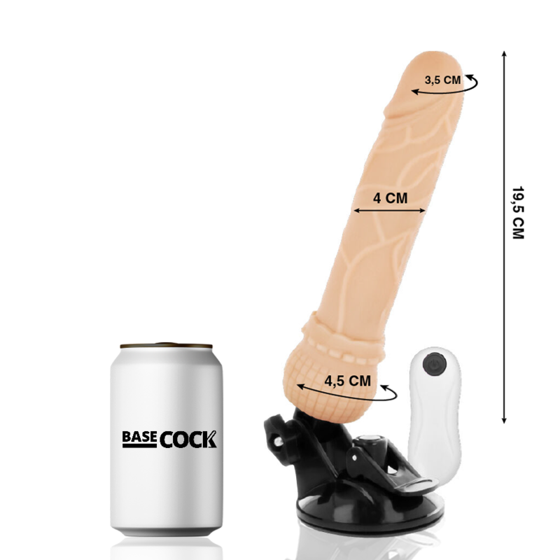 BASECOCK - VIBRATEUR TÉLÉCOMMANDE NATUREL RÉALISTE 19.5 CM -O- 4 CM - 7eme ciel