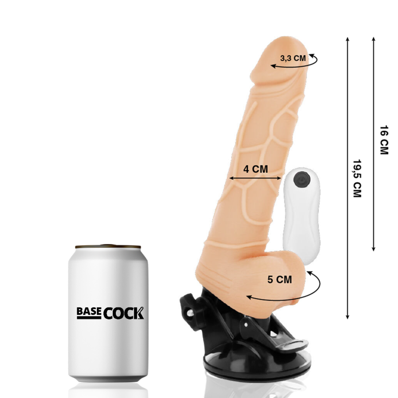 BASECOCK - VIBRATEUR RÉALISTE TÉLÉCOMMANDE NATUREL AVEC TESTICULES19.5 CM -O- 4 CM - 7eme ciel