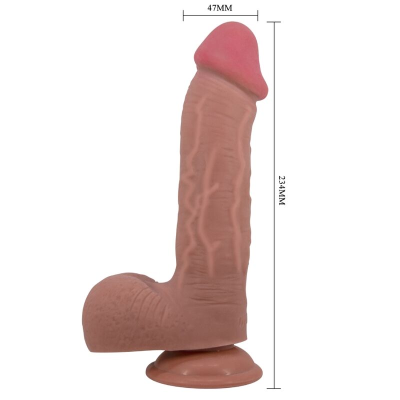 PRETTY LOVE - SÉRIE SLIDING SKIN GODE RÉALISTE AVEC VENTOUSE SLIDING SKIN MARRON 23,4 CM - 7eme ciel