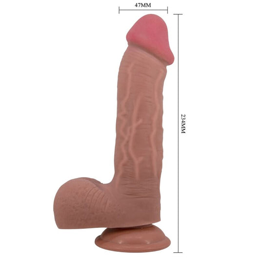 PRETTY LOVE - SÉRIE SLIDING SKIN GODE RÉALISTE AVEC VENTOUSE SLIDING SKIN MARRON 23,4 CM - 7eme ciel