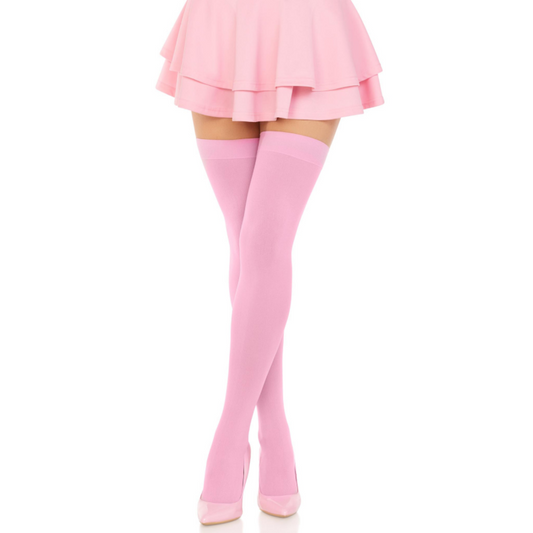 LEG AVENUE - CUISSES HAUTES EN NYLON ROSE - 7eme ciel