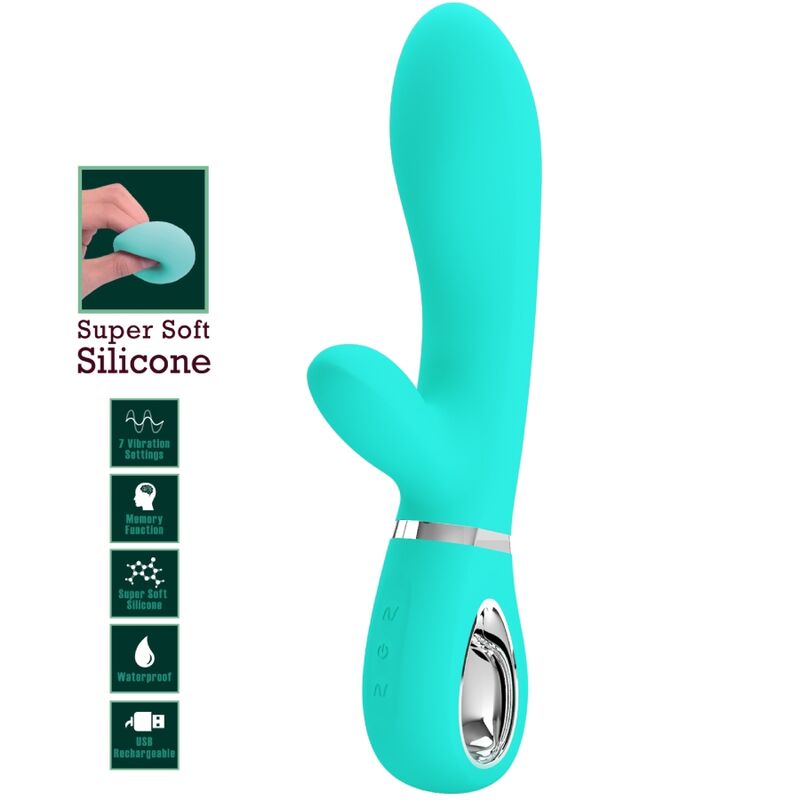 PRETTY LOVE - VIBRATEUR MULTIFONCTION G-SPOT THOMAS VERT AQUA - 7eme ciel