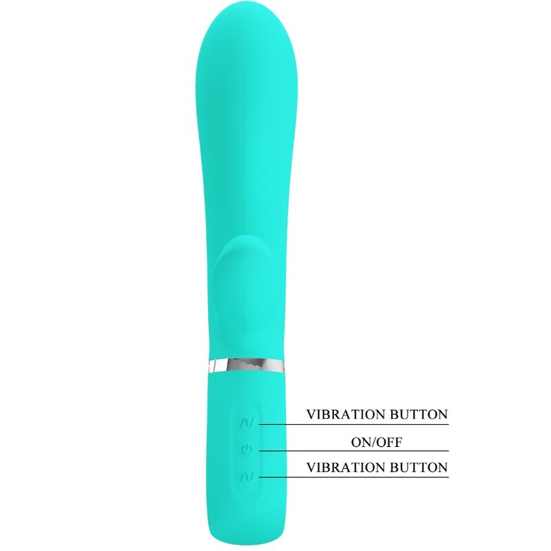 PRETTY LOVE - VIBRATEUR MULTIFONCTION G-SPOT THOMAS VERT AQUA - 7eme ciel
