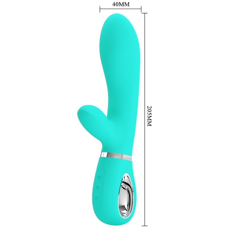 PRETTY LOVE - VIBRATEUR MULTIFONCTION G-SPOT THOMAS VERT AQUA - 7eme ciel