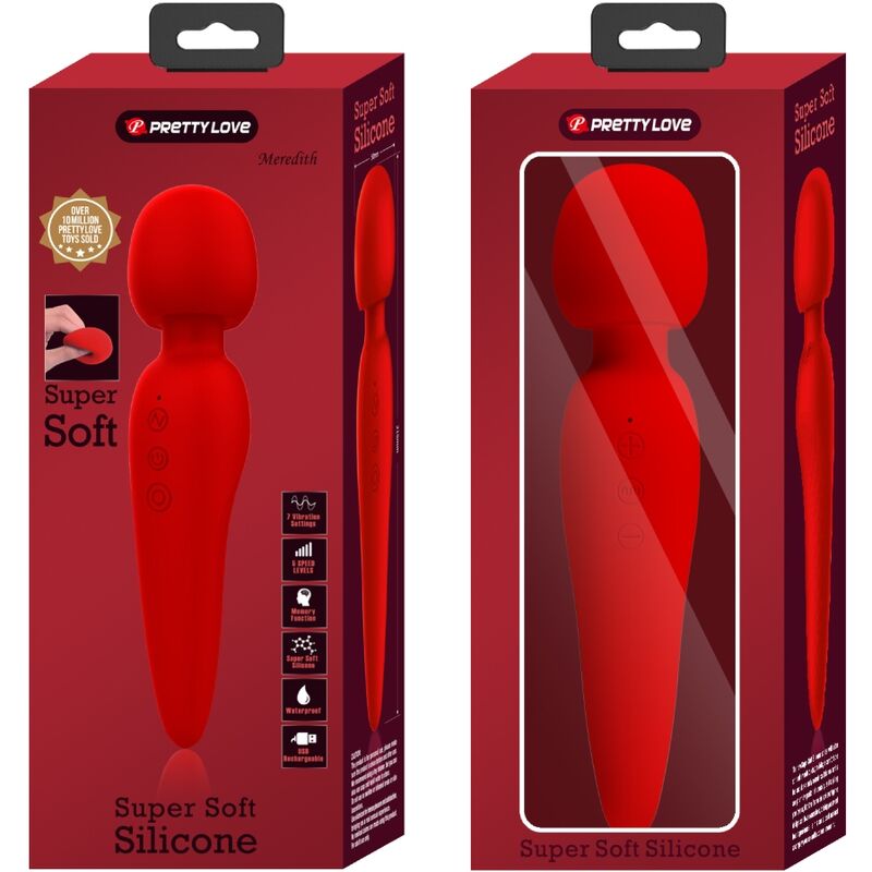 PRETTY LOVE - MASSEUR MEREDITH 12 MODES DE VIBRATION ROUGE - 7eme ciel