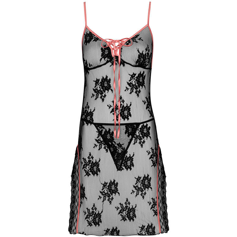 LIVCO CORSETTI FASHION - KARONIN LC 90628 CHEMISE + CULOTTE NOIR L/XL - 7eme ciel