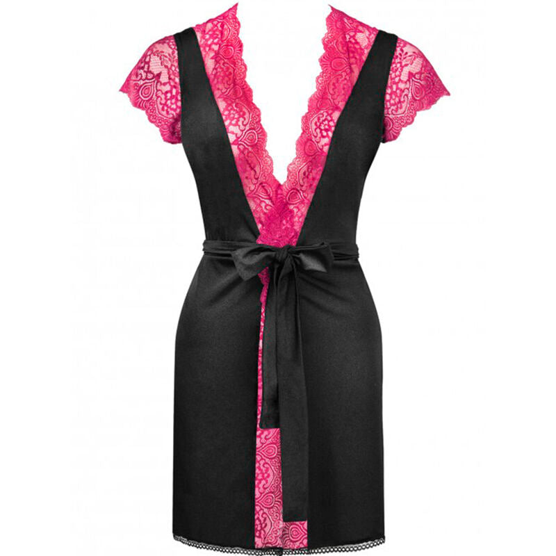 LIVCO CORSETTI FASHION - KUMIKO LC 90428 ROBE DE CHAMBRE + CULOTTE NOIR L/XL - 7eme ciel