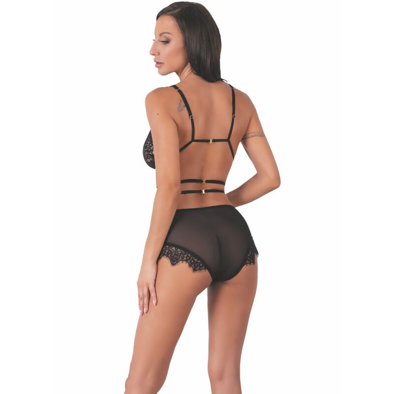 LIVCO CORSETTI FASHION - DREZNA LC 90733 SOUTIEN-GORGE + CULOTTE NOIR - 7eme ciel