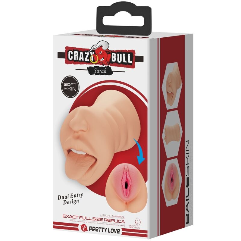 CRAZY BULL - MASTUBADOR EN FORME DE VAGIN SARAH DOUBLE ENTRÉE - 7eme ciel