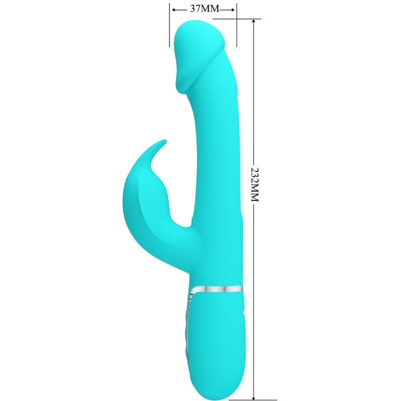 PRETTY LOVE - VIBRATEUR DEJON RABBIT 3 EN 1 MULTIFONCTION VERT AQUA - 7eme ciel