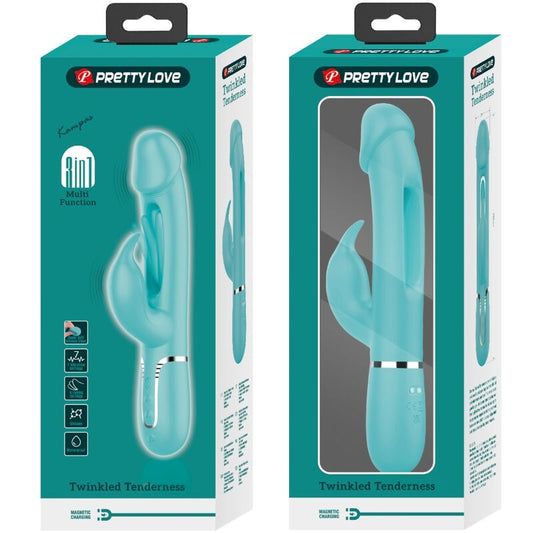 PRETTY LOVE - VIBRATEUR DEJON RABBIT 3 EN 1 MULTIFONCTION VERT AQUA - 7eme ciel