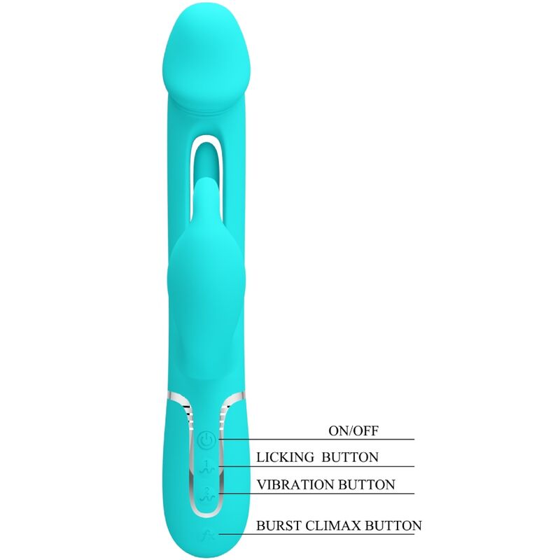 PRETTY LOVE - VIBRATEUR DEJON RABBIT 3 EN 1 MULTIFONCTION VERT AQUA - 7eme ciel