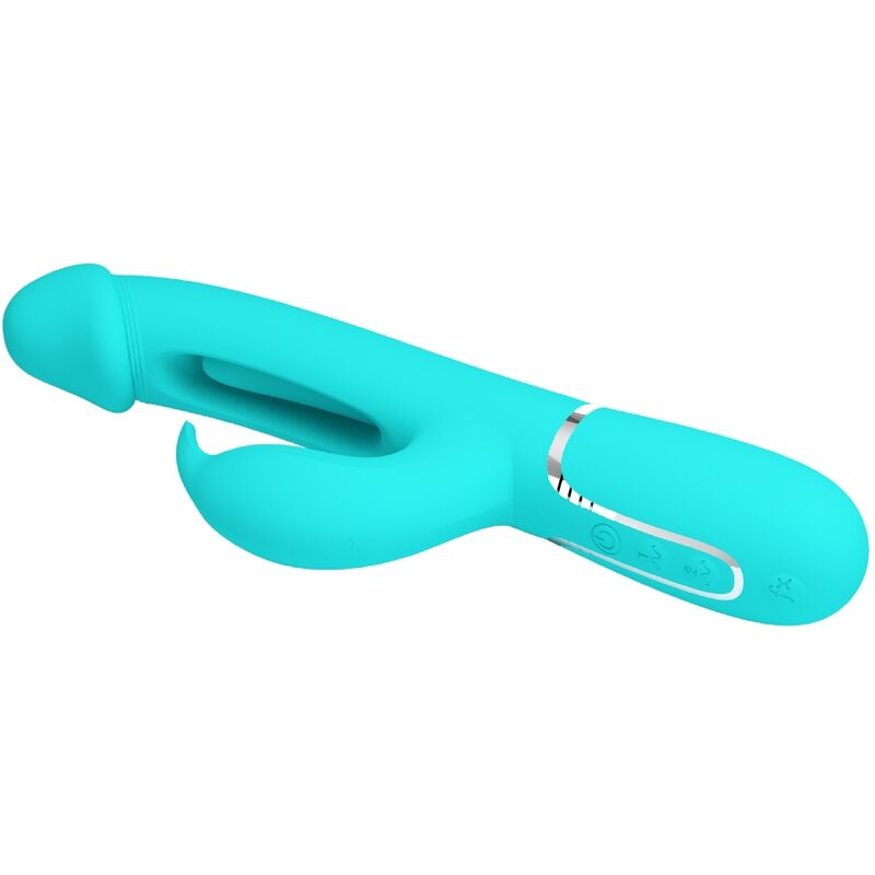 PRETTY LOVE - VIBRATEUR DEJON RABBIT 3 EN 1 MULTIFONCTION VERT AQUA - 7eme ciel
