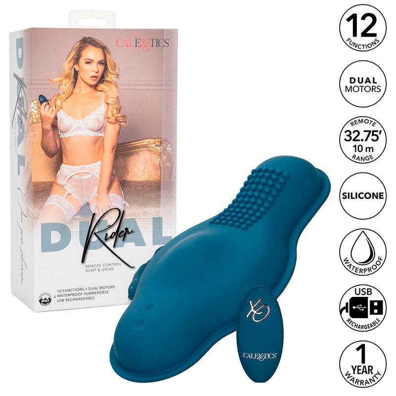 CALEXOTICS - RIDER MASSAGER DOUBLE MOTEUR TÉLÉCOMMANDE BLEU - 7eme ciel