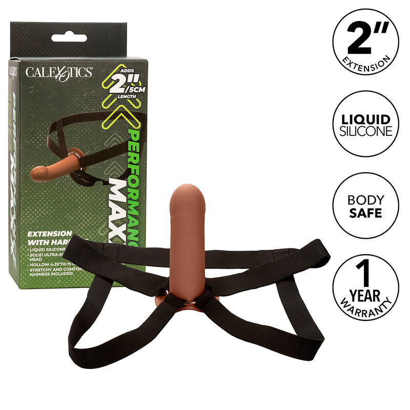 CALEXOTICS - EXTENSION PERFORMANCE MAXX AVEC HARNAIS PEAU BRUN - 7eme ciel