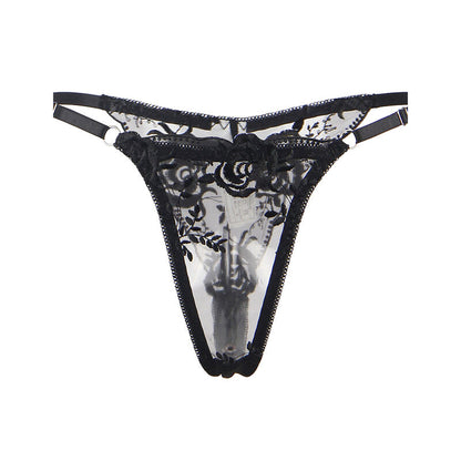 SUBBLIME - ENSEMBLE 3 PIÈCES SOUTIEN-GORGE + STRING + JARRETIÈRE IMPRIMÉ FLORAL NOIR S/M - 7eme ciel